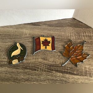 Vtg Suncatcher Stained Glass Ornaments
